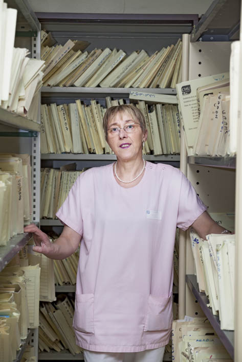 Madame Rémy photographiée par Alice Meyer dans le service Diabétologie-nutrition du CHU de Nancy-Brabois en juin 2013 dans le cadre des 40 ans du CHU de Nancy-Brabois.